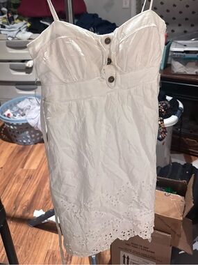 City Studio White Eyelet Mini Dress with Button Front